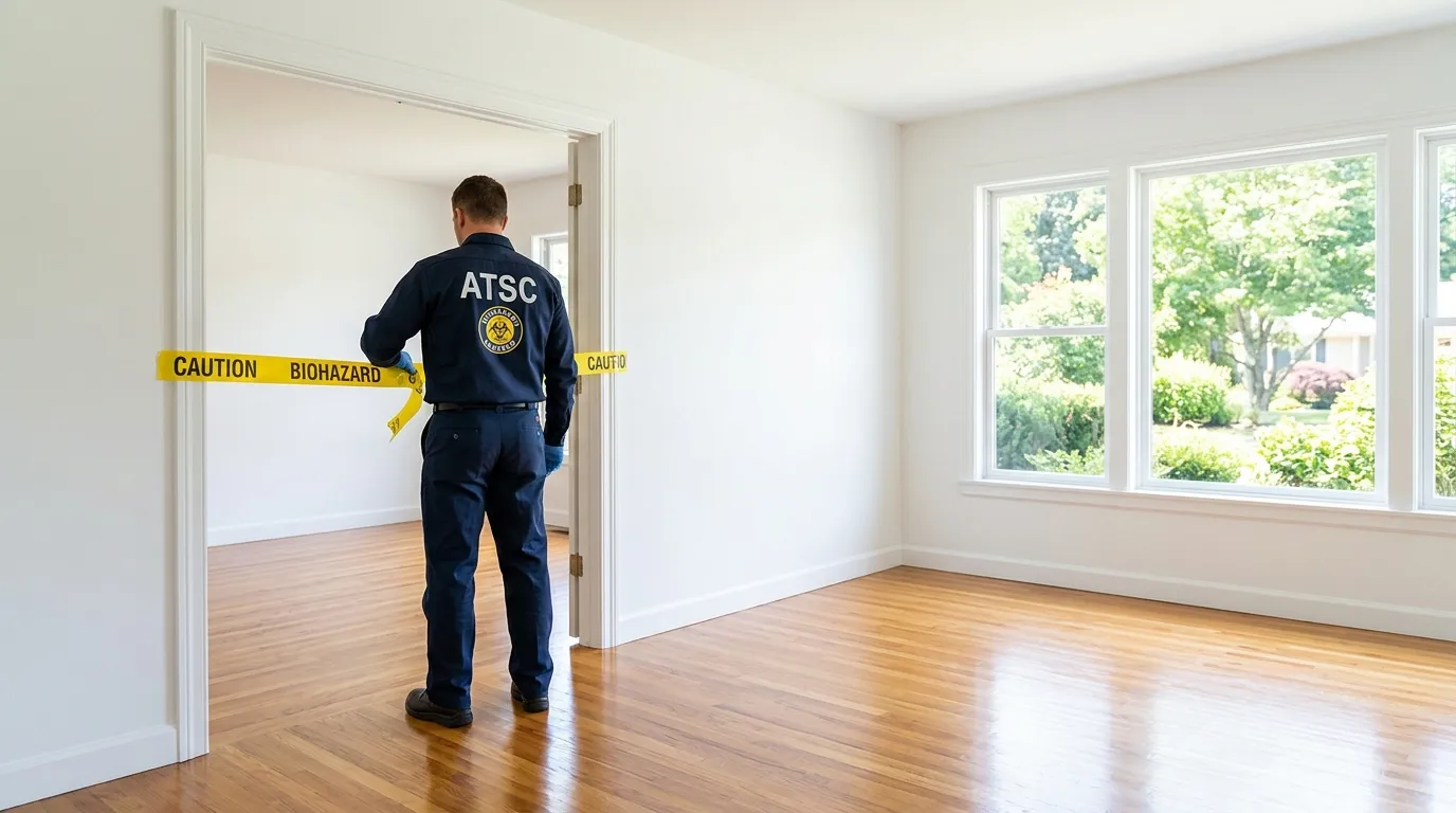 Certified biohazard cleanup crew performing Decomposition Cleanup in Cherry Hill